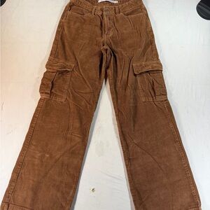 Tinseltown Women's Brown Corduroy Cargo Wide-Leg Pants Size 5 100% Cotton